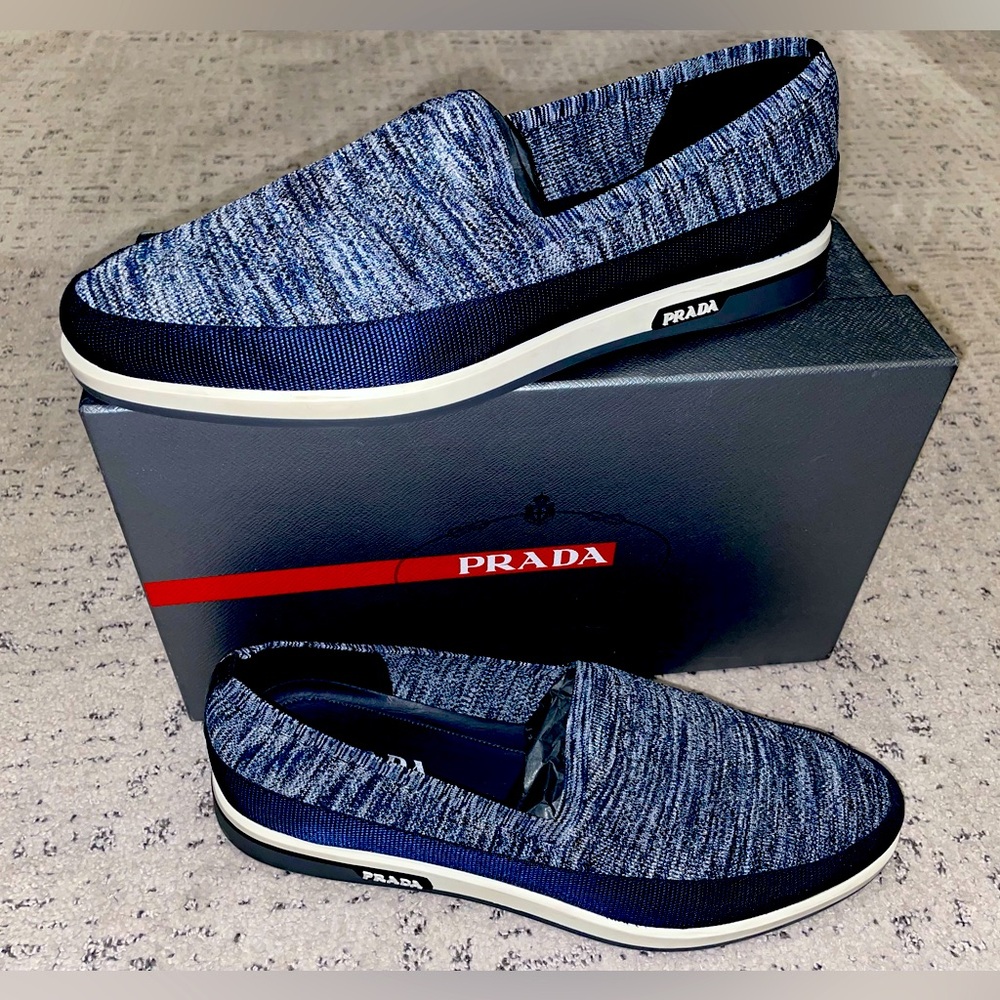 Prada men’s knit slip-on sneakers, size 13 (Prada 12). Authentic!